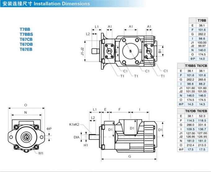 Pompa a palette di T6DC T6cc Denison, pompa idraulica ad alta pressione per l'organizzazione del macchinario